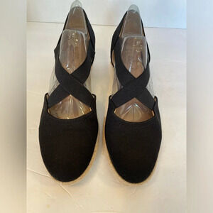 Abella True Comfort Black Cross Strap Slide-on Wedge Heel Shoes Size 8 NWOT